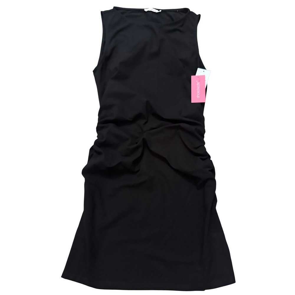 ShoeDazzle Womens Black Ruched Side Sleeveless Bodycon Midi Dress XXL NWT